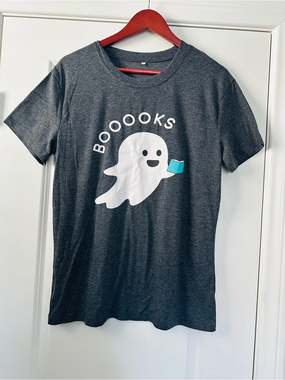 Books Ghost Graphic Tee Halloween Teacher Fall Shirt Size Medium